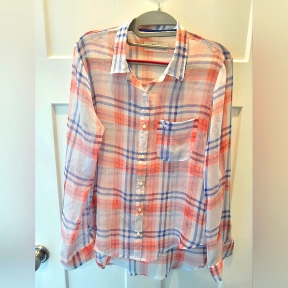 Abercrombie & Fitch Tops - Abercrombie & Fitch Sheer Plaid Button Down Shirt Size Small